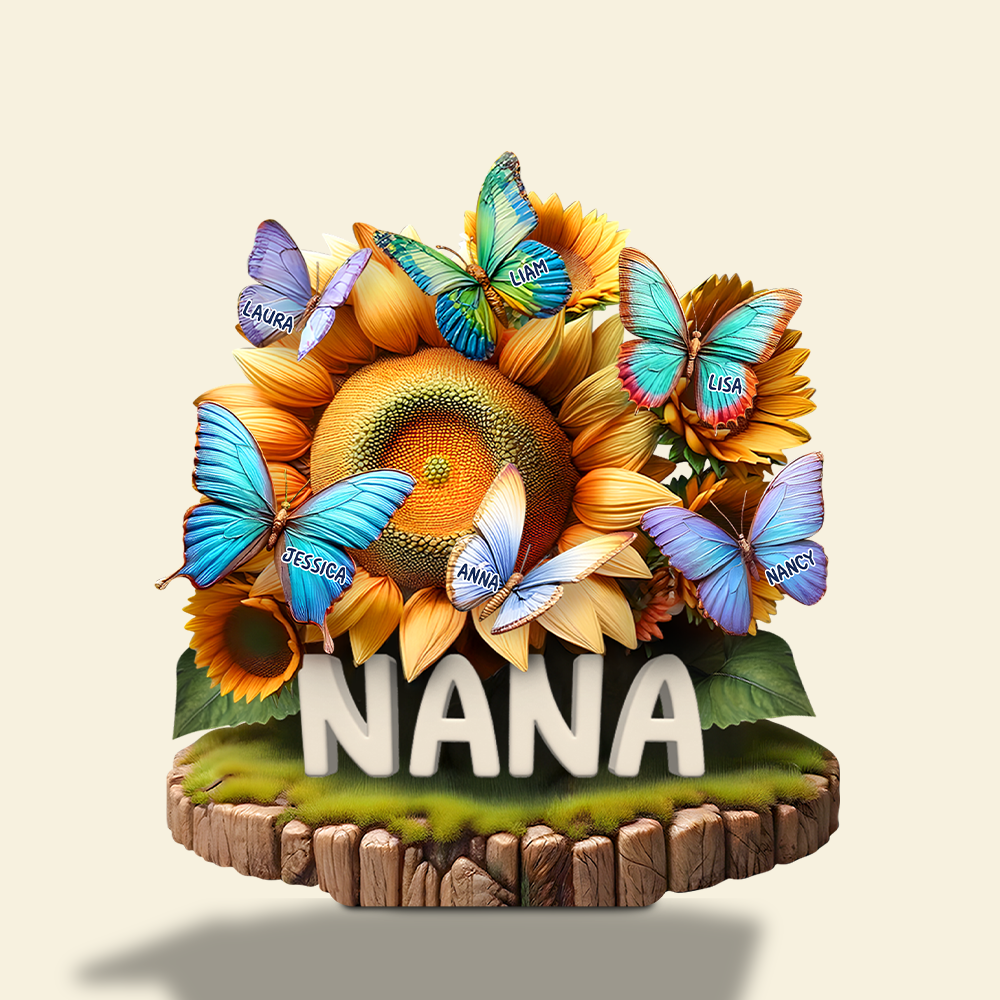 Butterfly Kids On Sunflowers Acrylic Plaque - Personalized Gifts For Mom 01QHPU010425-Homacus