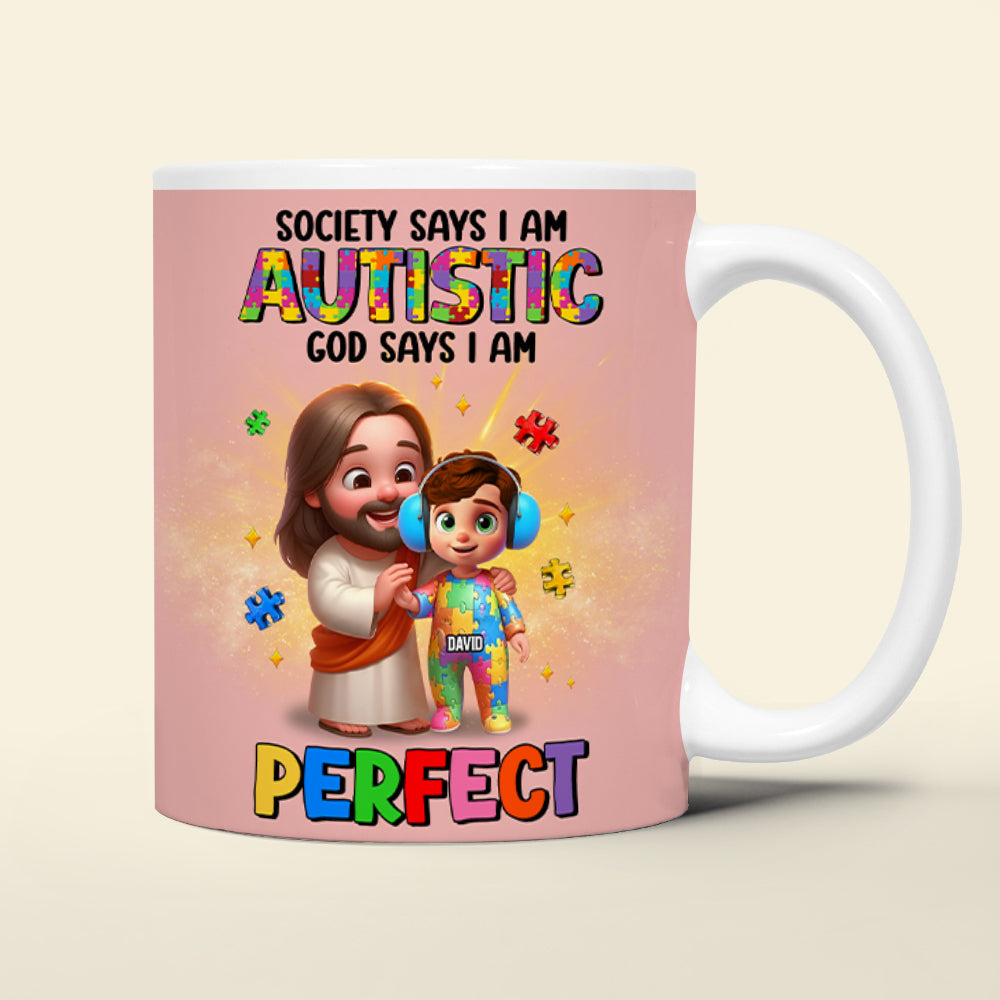 Personalized Gifts For Autism Kid Mug, God Protect Him/ Her In His Arms 01qhtn050325-Homacus