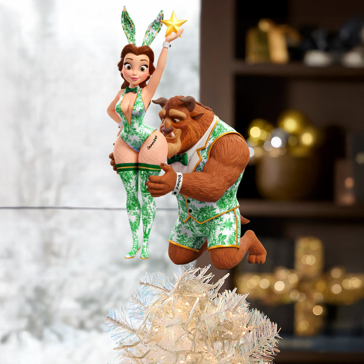 Naughty Couple Christmas Tree Topper - Personalized Gifts For Couple 03ohqn201125-Homacus