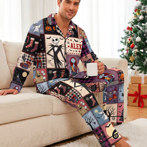 Mischievous Night Button Up Pajama Set - Personalized Gifts For Couple 06NAQN270826