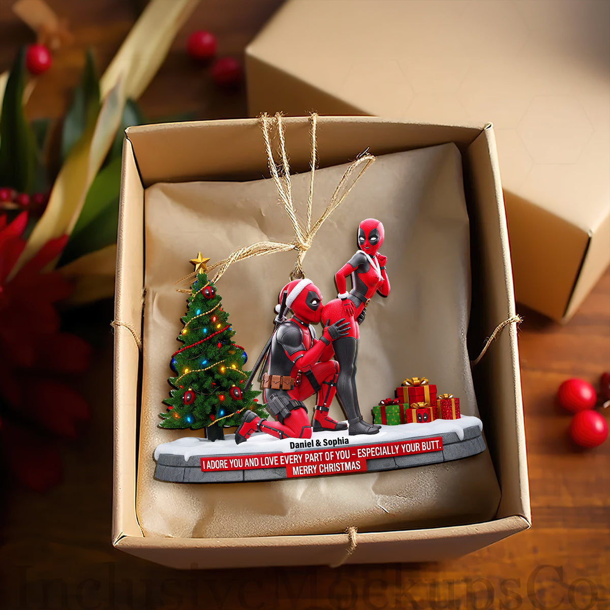 Funny Red Masked Couple Ornament - Personalized Gifts For Couple 03ohlu150925-Homacus