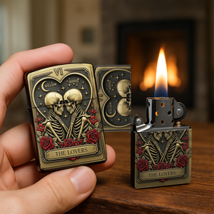 Rose and Skeleton Couple Lighter - Personalized Gift For Couple-Homacus