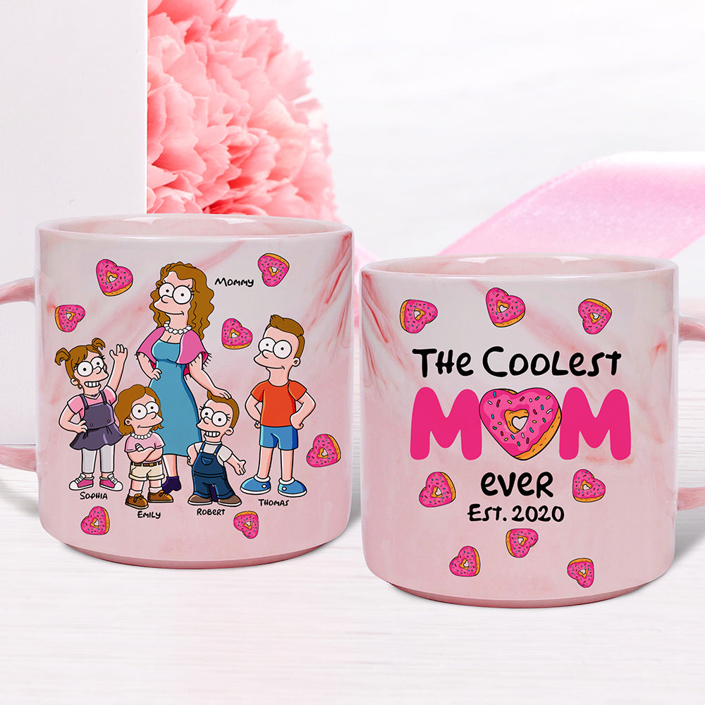 The Coolest Mom Ever Marble Mug - Personalized Gifts For Mom 01KAQN030425PA-Homacus