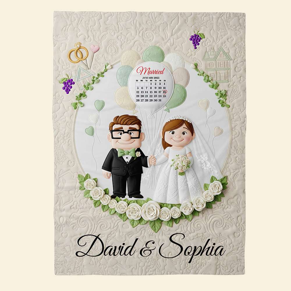 Romantic Couple Wedding Blanket Personalized Gifts For Couple 05OHDT250625-Homacus