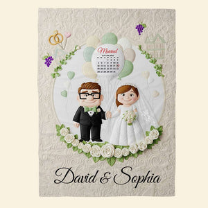 Romantic Couple Wedding Blanket Personalized Gifts For Couple 05OHDT250625-Homacus