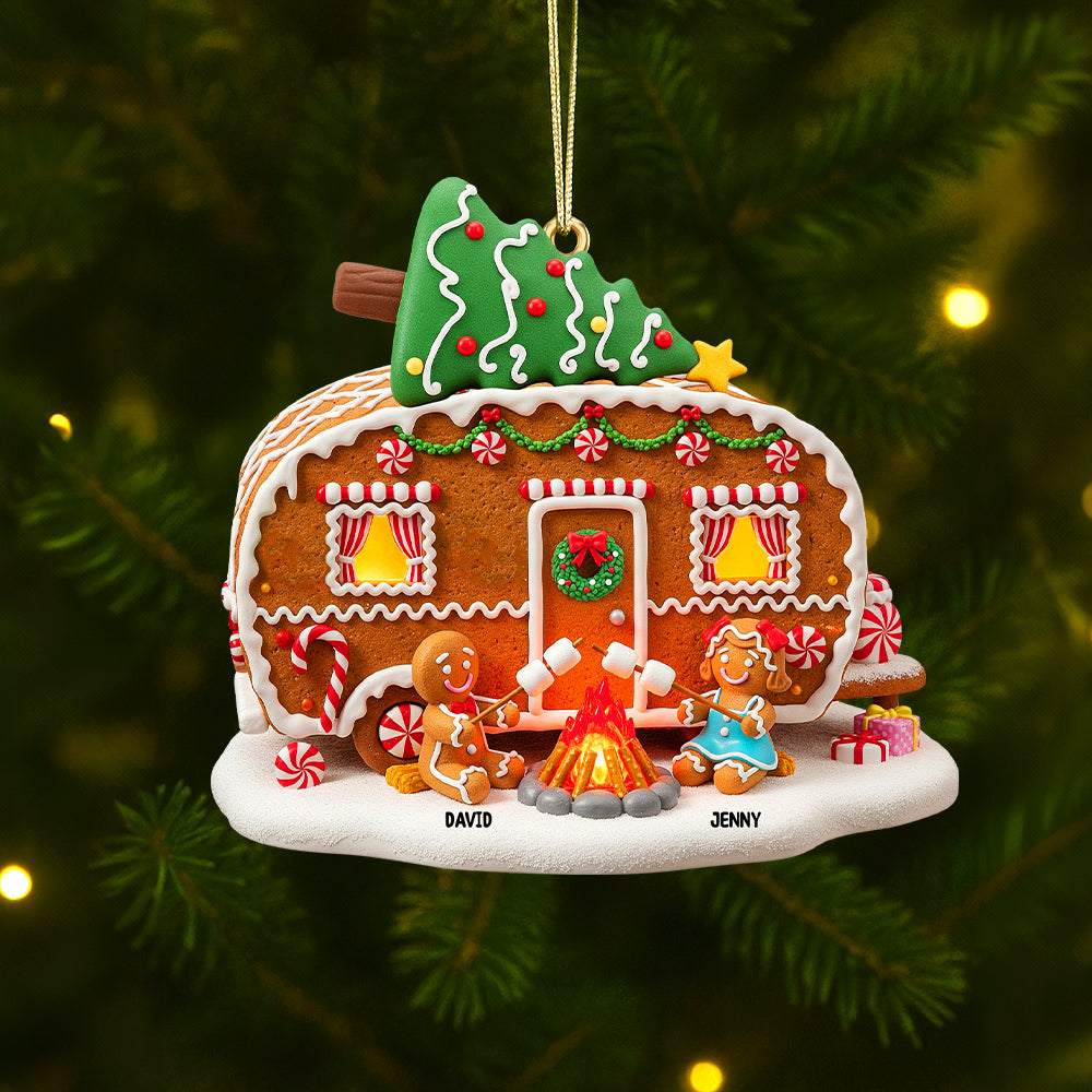 Personalized Gifts For Camping Gingerbread Couple Christmas Wooden Ornament 03pgtn190825-Homacus