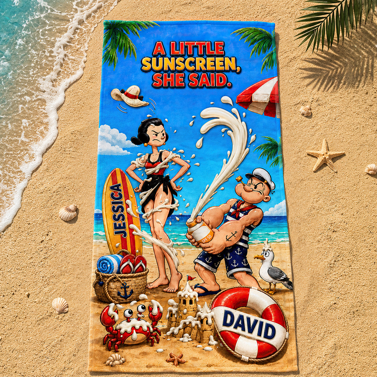 A Little Sunscreen Beach Towel - Personalized Gifts For Couple 04HADT200726-Homacus