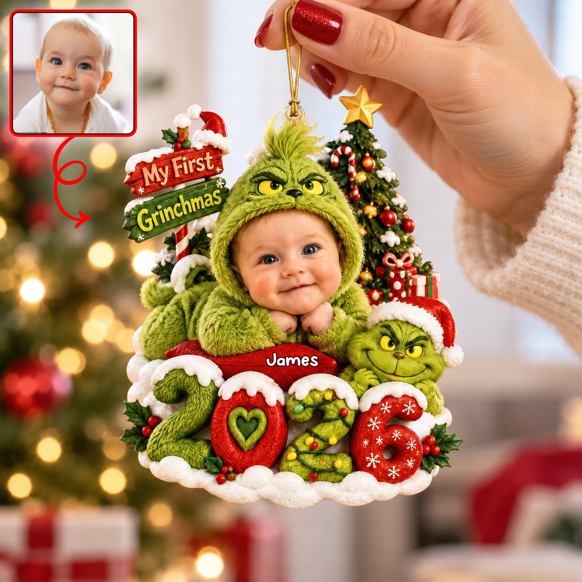 My First Christmas Baby Face 2026 Ornament - Custom Photo Gifts For Christmas Ornament 01PAQN180926