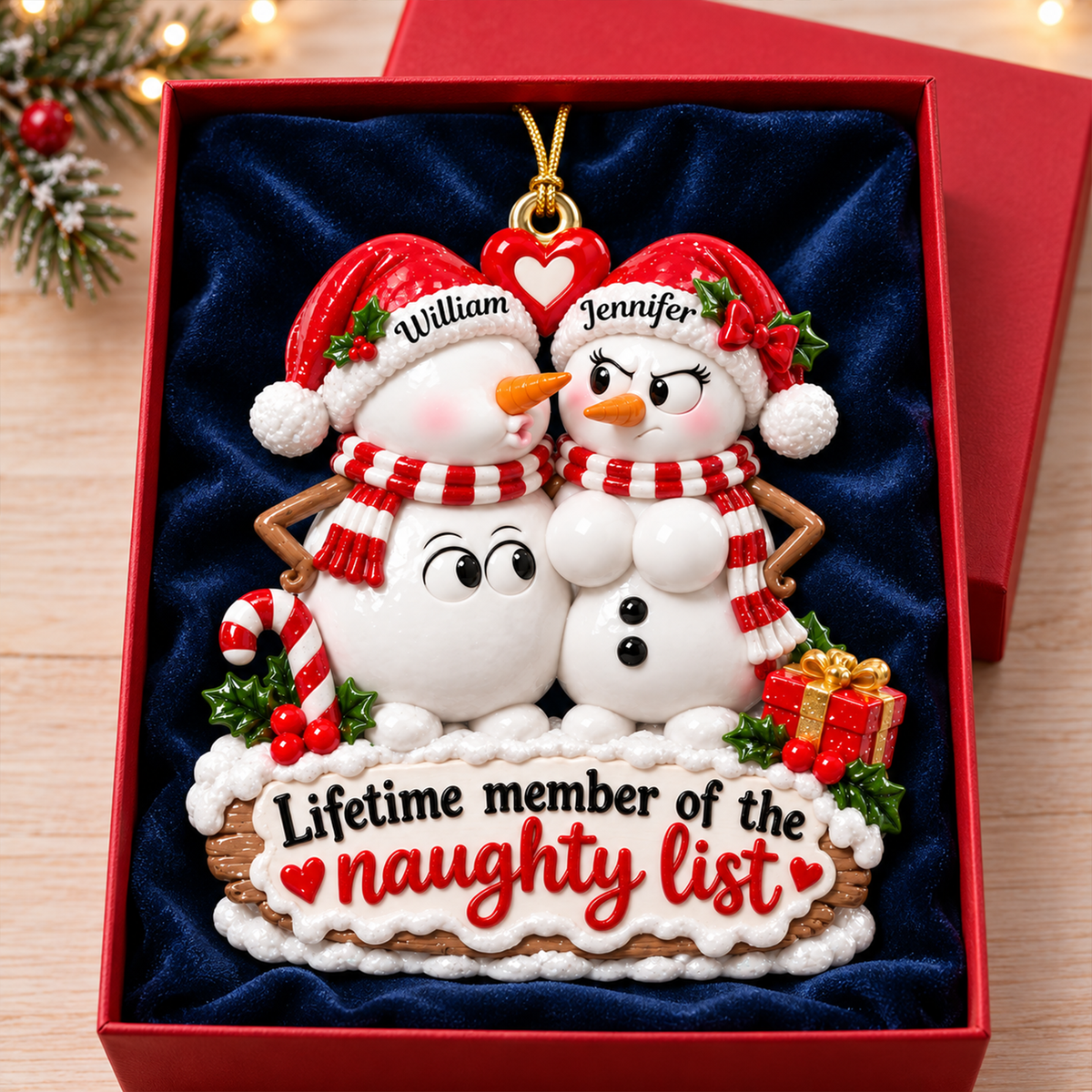 Naughty Snowman Couple Christmas Ornament - Personalized Gifts For Couple 05toqn191026