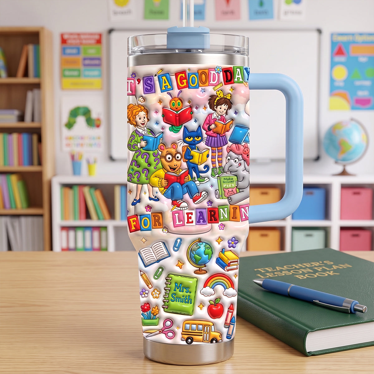 Vibrant & Joyful Class 40oz Tumbler With Handle, Personalized Gifts For Teacher 04qhtn220726-Homacus