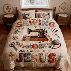 Sewing With Faith Quilt Bed Set – Christian Gift For Sewing Lovers 05PALU231225-Homacus