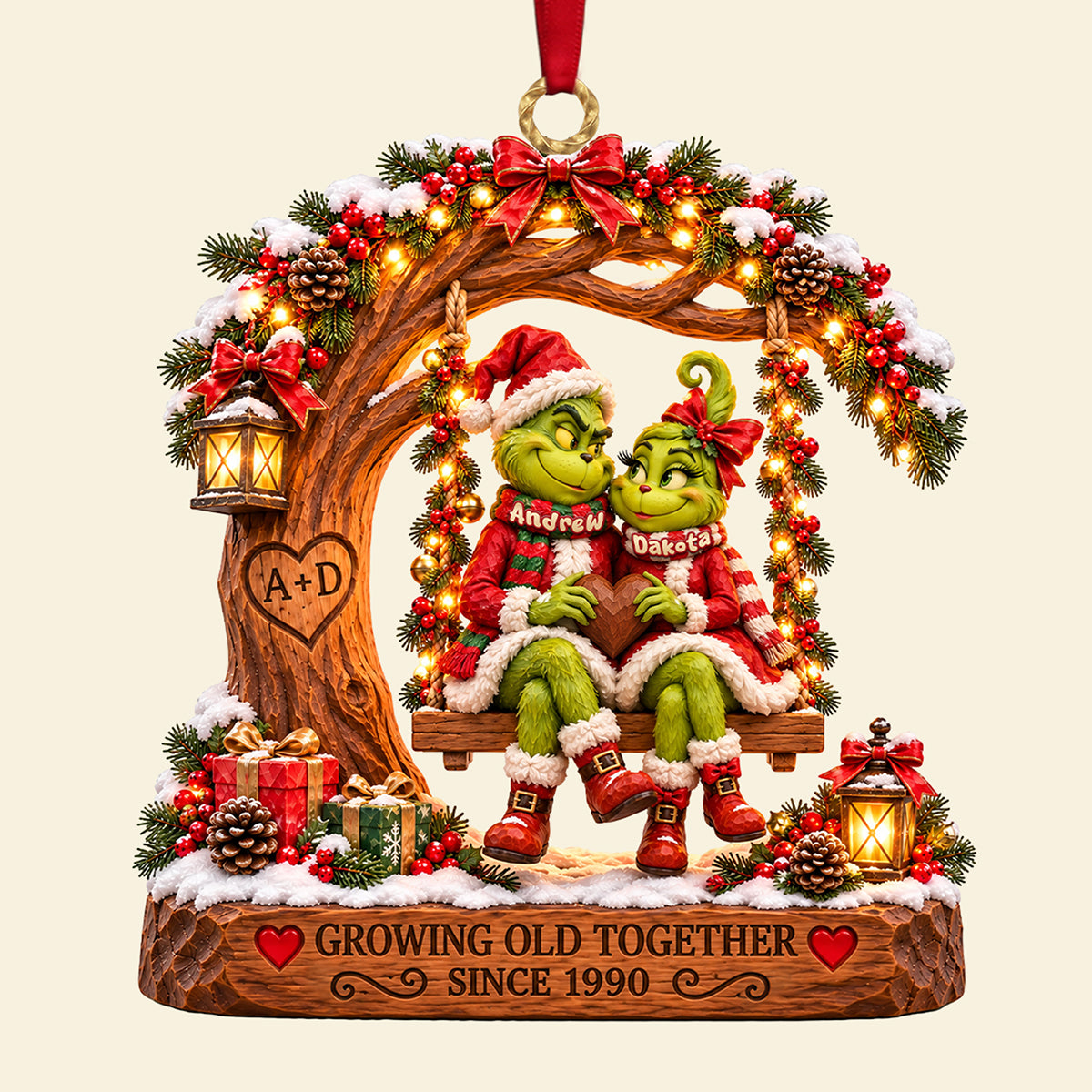 Growing Old Together Christmas Ornament - Personalized Gifts For Couple 01TYTA071026-Homacus