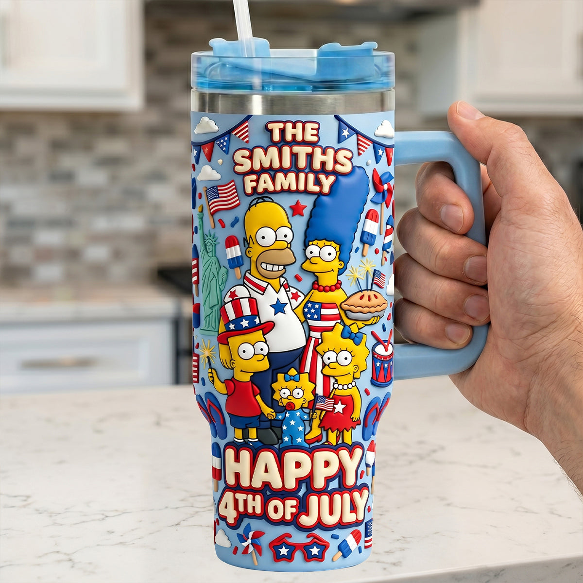Celebrated 4th Of July Colorful 40oz Tumbler With Handle - Personalized Gifts For Patriots 04patn200626-Homacus