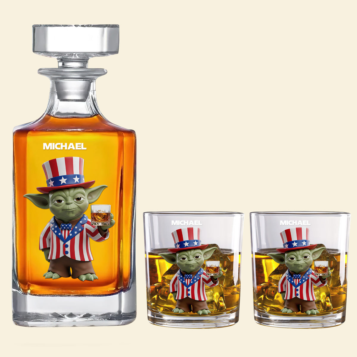 Independence Day Whiskey Decanter Set Personalized Gifts 05OHTN110625-Homacus