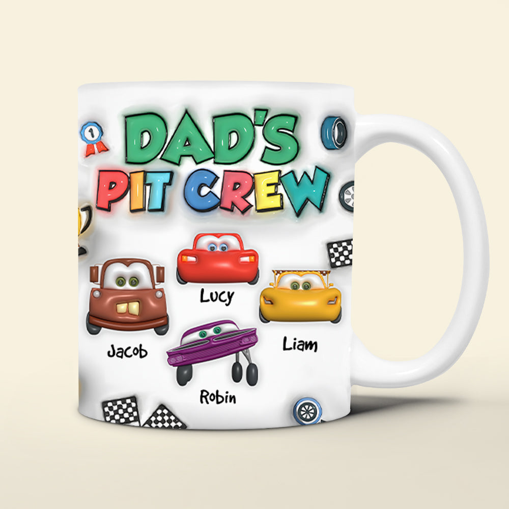 Personalized Gifts For Dad 3D Inflated Mug, Dad's Pit Crew 01kapu210824 LMQN-Homacus