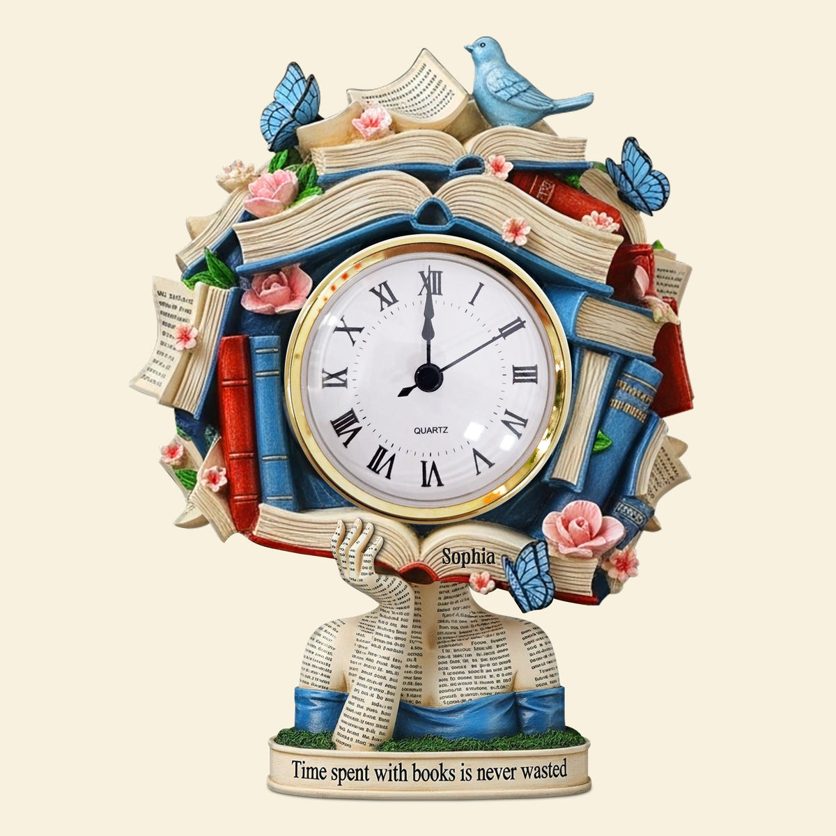 Book Head Girl Desk Clock, Personalized Gifts For Reading Girl 02qhtn030625-Homacus