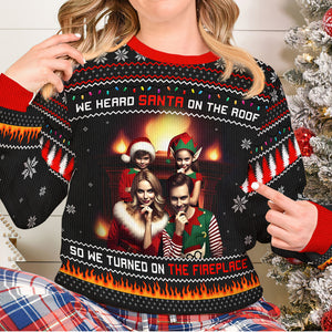 Custom Photo Gifts For Family Ugly Sweater, Turned On The Fireplace 05tgqn241024-Homacus