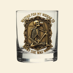 Funny Skeleton Drinking Whiskey Glass, Personalized Gifts For Husband & Boyfriend 02qhtn070825-Homacus