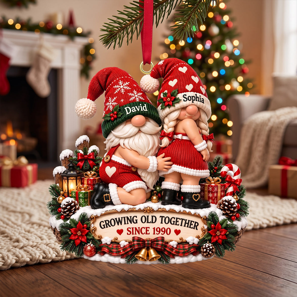 Cheeky Old Couple Ornament - Personalized Christmas Gift For Couples 02NATN260926-Homacus