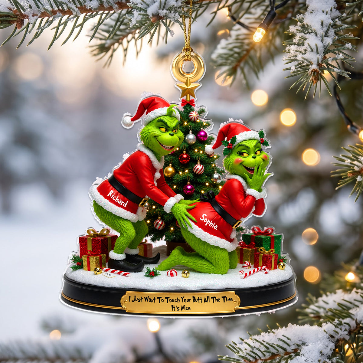 Playful Touch Couple Ornament - Personalized Gift For Couples 02NAQN010826-Homacus