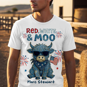 Highland Cow Freedom Shirt - Personalized Gifts For 4th Of July 04NADT190625-Homacus