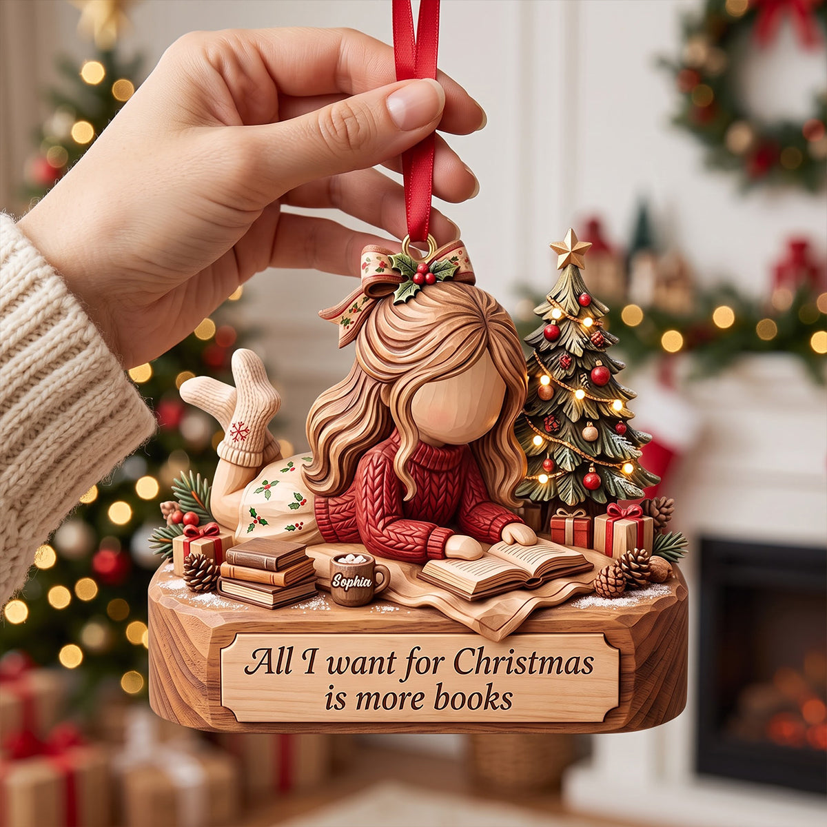 Bookish Girl Christmas Custom Shape Ornament - Personalized Gifts For Book Lovers 01PGTN131026-Homacus