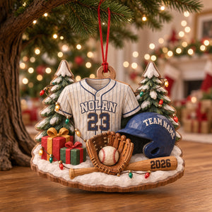 Batter Up Wood Effect Ornament, Personalized Gifts For Sport Lovers 04QHTN141026-Homacus