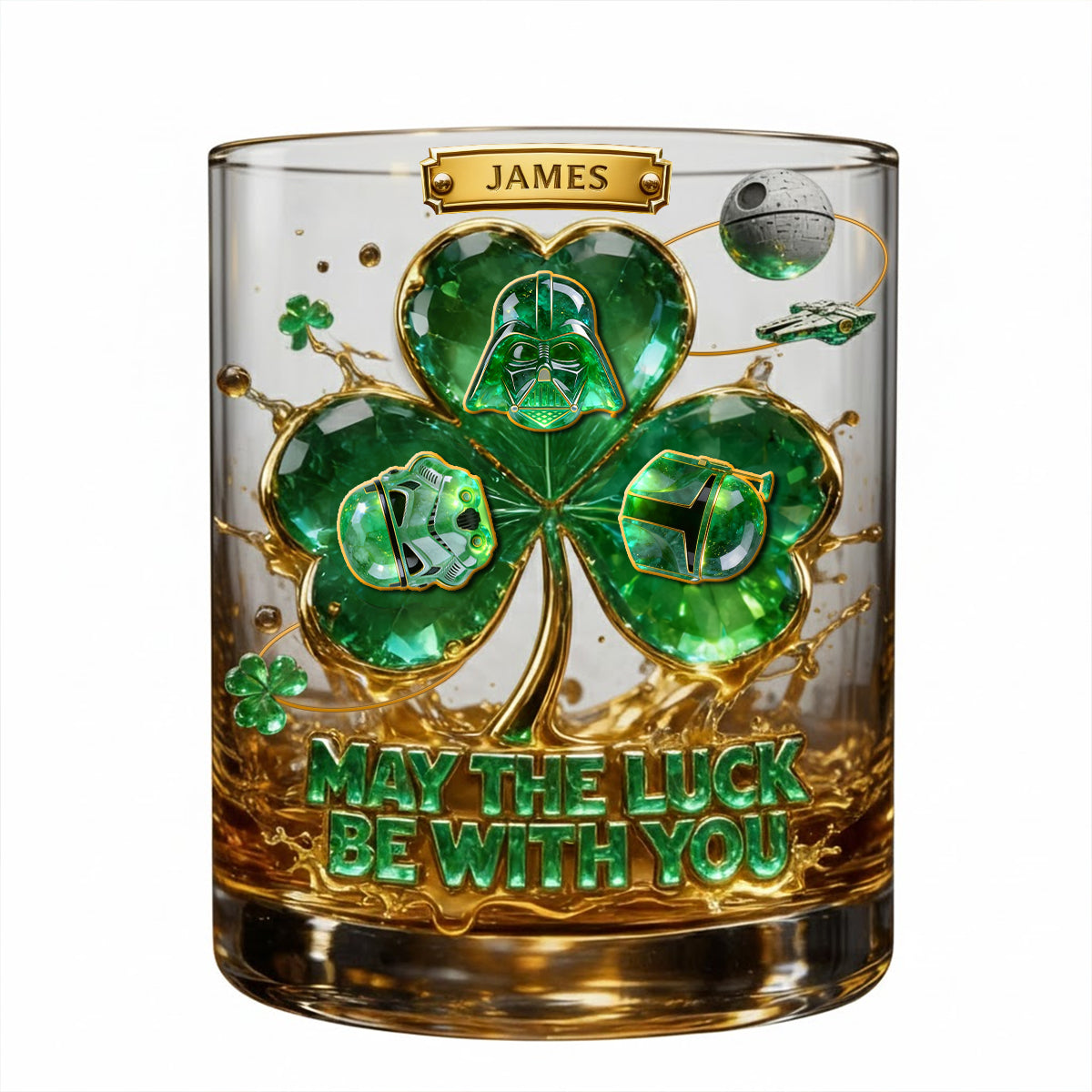 Good Luck From Outer Space Fun Patricks's Day Round Glass, Personalized Gifts 01QHTN040226-Homacus