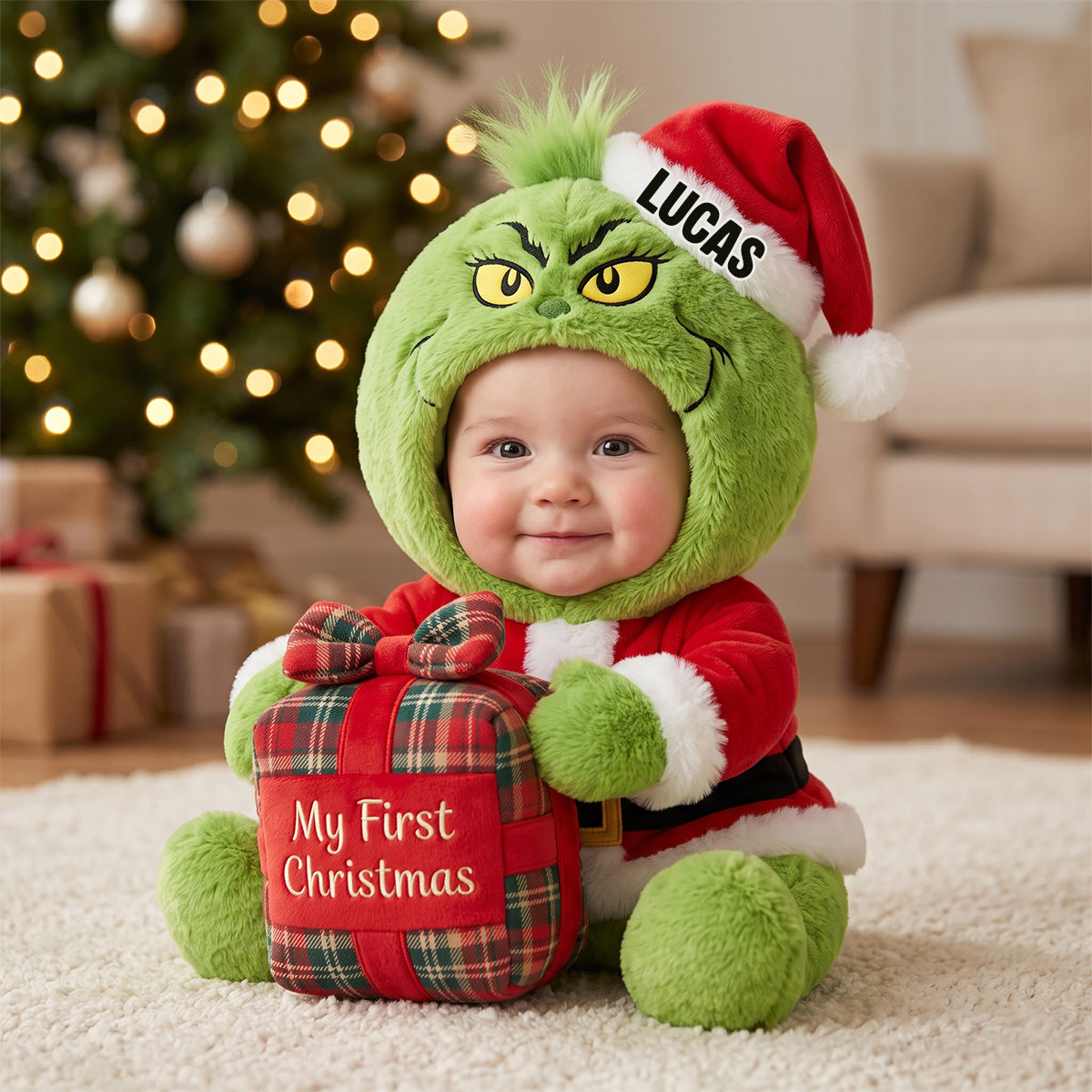 Baby First Christmas Lovely Mischief Pillow - Custom Photo Christmas Gifts For Kids 02pgtn141026-Homacus