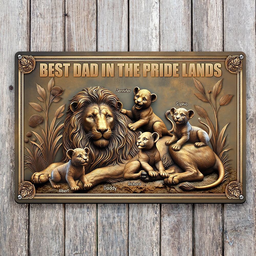 Lion Dad Metal Sign - Personalized Gifts For Dad 02naqn290425-Homacus