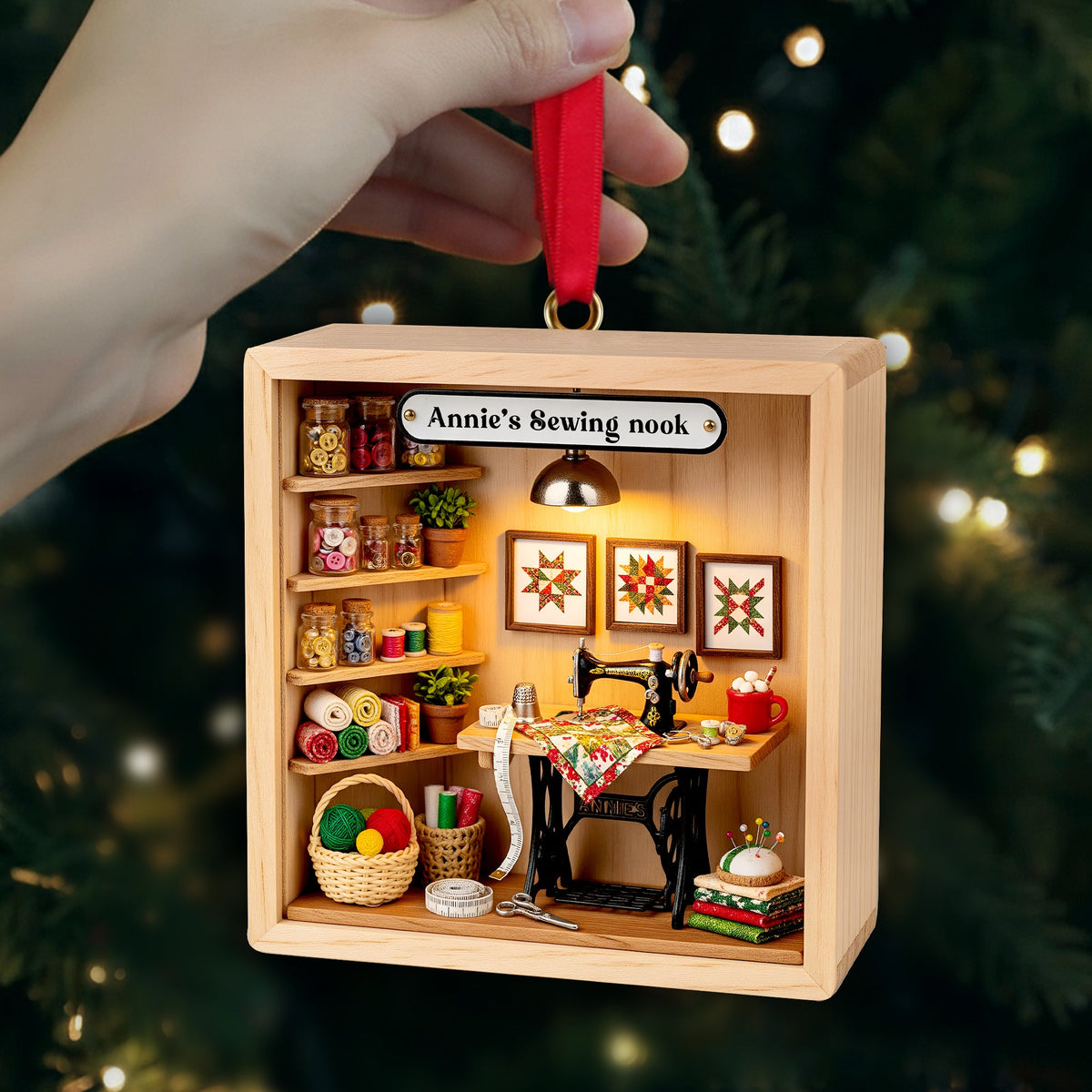 Cozy Sewing Nook Acrylic Ornament - Personalized Gift For Sewing Lovers 09PGLU281025-Homacus
