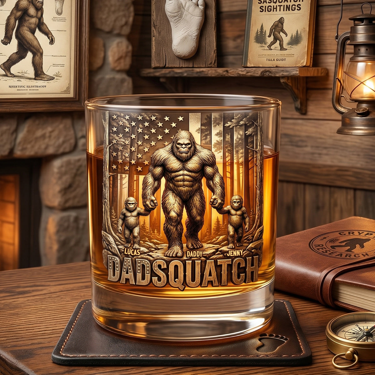 Wild Dad Energy Round Glass - Personalized Gifts For Dads 04NATN010526-Homacus