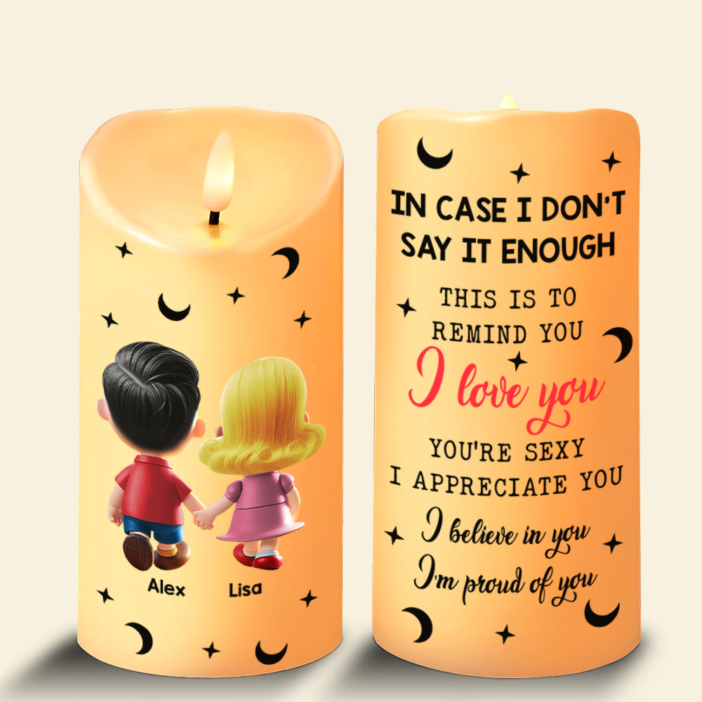 Personalized Gifts For Couple LED Candle Cartoon Couple 01OHMH161224-Homacus