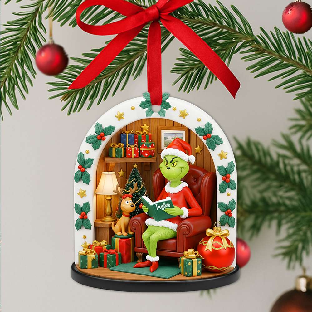 Grumpy Green Reader Ornament - Personalized Christmas Gifts For Book Lovers 04PGLU120825-Homacus