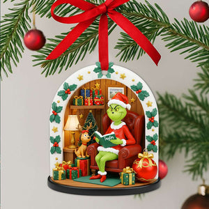 Grumpy Green Reader Ornament - Personalized Christmas Gifts For Book Lovers 04PGLU120825-Homacus