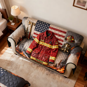 Firefighter Quilted Sofa Cover, Personalized Gifts 04KILU260126-Homacus