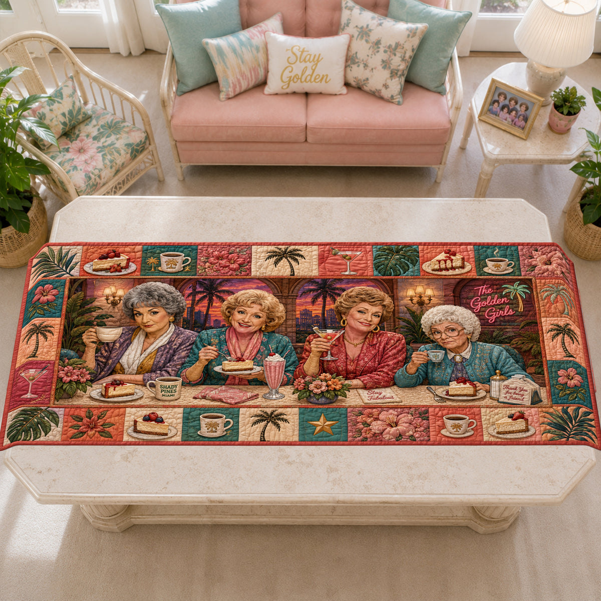 Retro Ladies Quilted Table Runner - Personalized Gifts 01nalu140826-Homacus