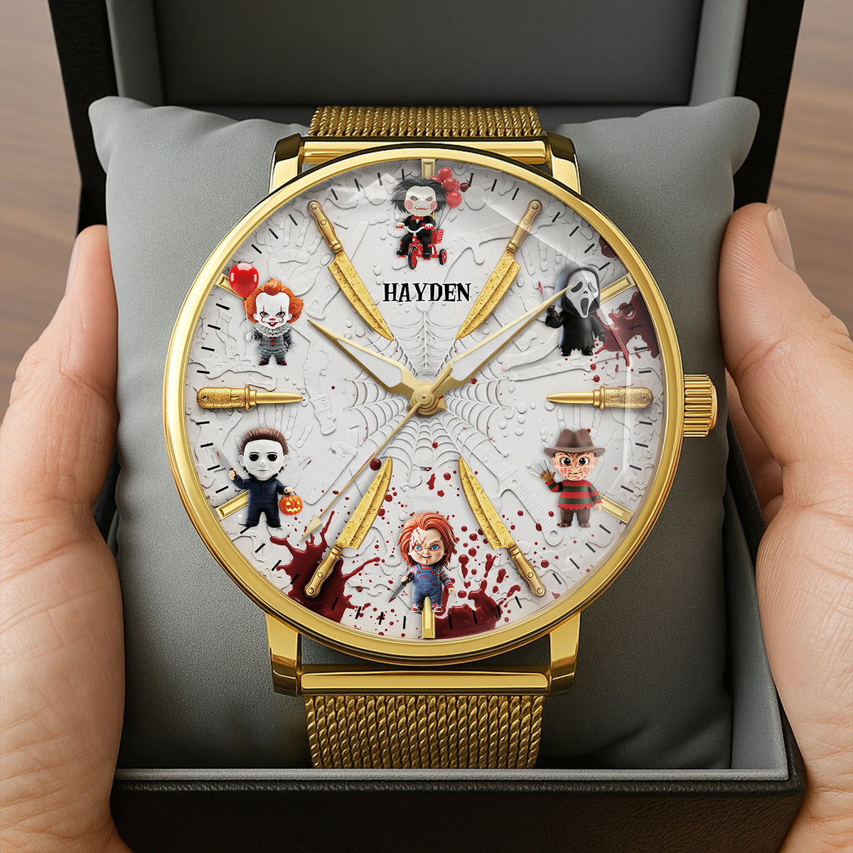 Cute Horror Characters Mesh Straps Watch - Personalized Gifts For Horror Movie Fans 03QHLU170725-Homacus