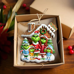 Personalized Gifts For Family Acrylic Ornament, Green Cartoon Character 01TGPU261124-Homacus