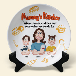 Personalized Gifts For Mom Ceramic Round Plate 05xqtn140325pa Mommy's Kitchen - Where Meals, Cuddles And Memories Are Made For-Homacus