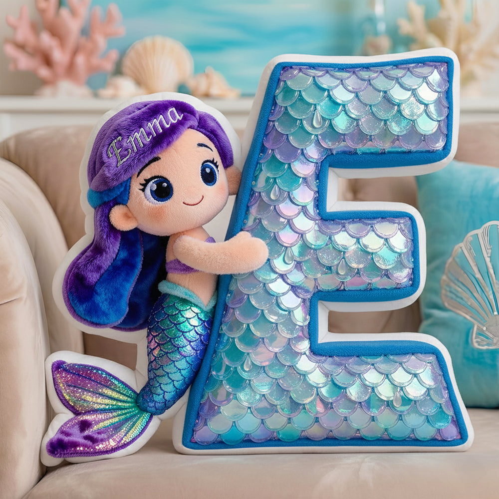 Mermaid Alphabet Pillow Personalized Gifts For Kids 03TGDT151225-Homacus