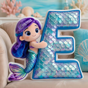 Mermaid Alphabet Pillow Personalized Gifts For Kids 03TGDT151225-Homacus