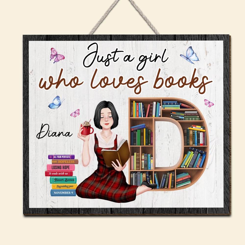Personalized Gifts For Book Lovers Wood Sign 03httn240124pa Reding Girl-Homacus
