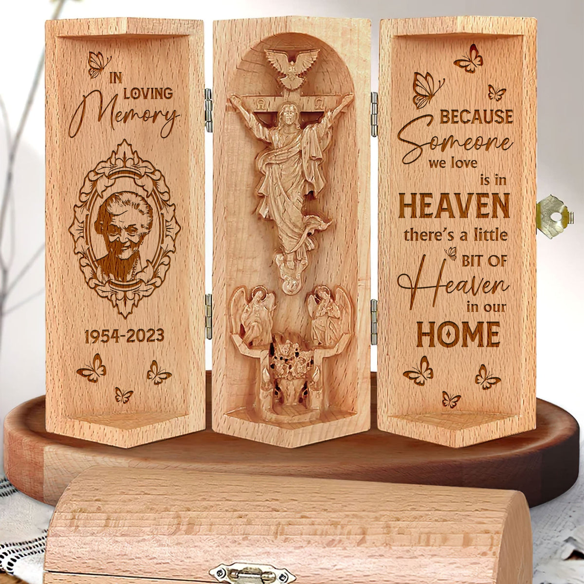 Custom Photo Gifts For Heaven Openable Wooden Cylinder Sculpture 05XQMH230125-Homacus