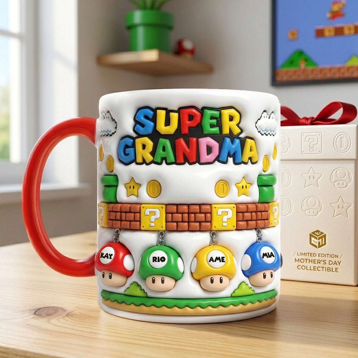 Retro Game Mom And Kids Coffee Accent Mug - Personalized Gifts For Mother's Day Coffee Mug 03NALU020426-Homacus