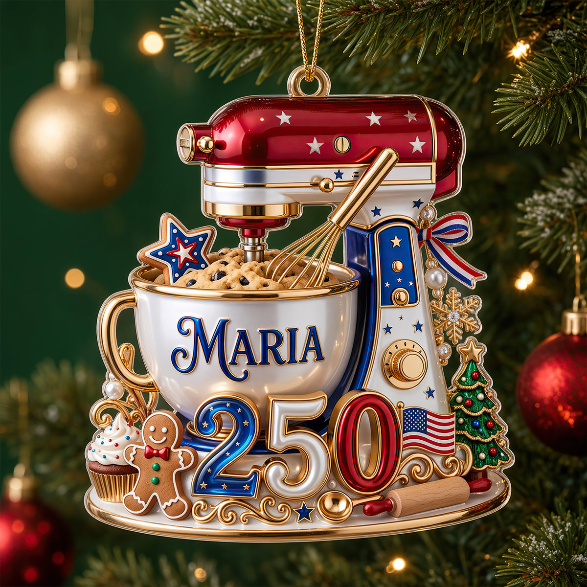 USA 250th Anniversary Stand Mixer Christmas Ornament - Personalized Gifts For Bakers 03pgdt310826-Homacus