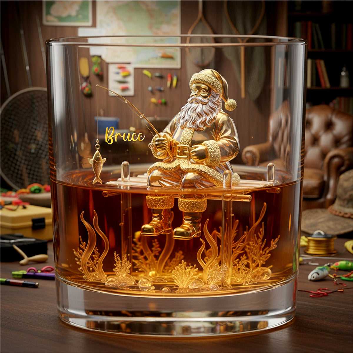 Santa’s Fishing Time Drinking Glass - Personalized Gift For Fishing Lovers 01PALU211025-Homacus