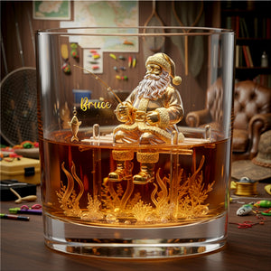 Santa’s Fishing Time Drinking Glass - Personalized Gift For Fishing Lovers 01PALU211025-Homacus