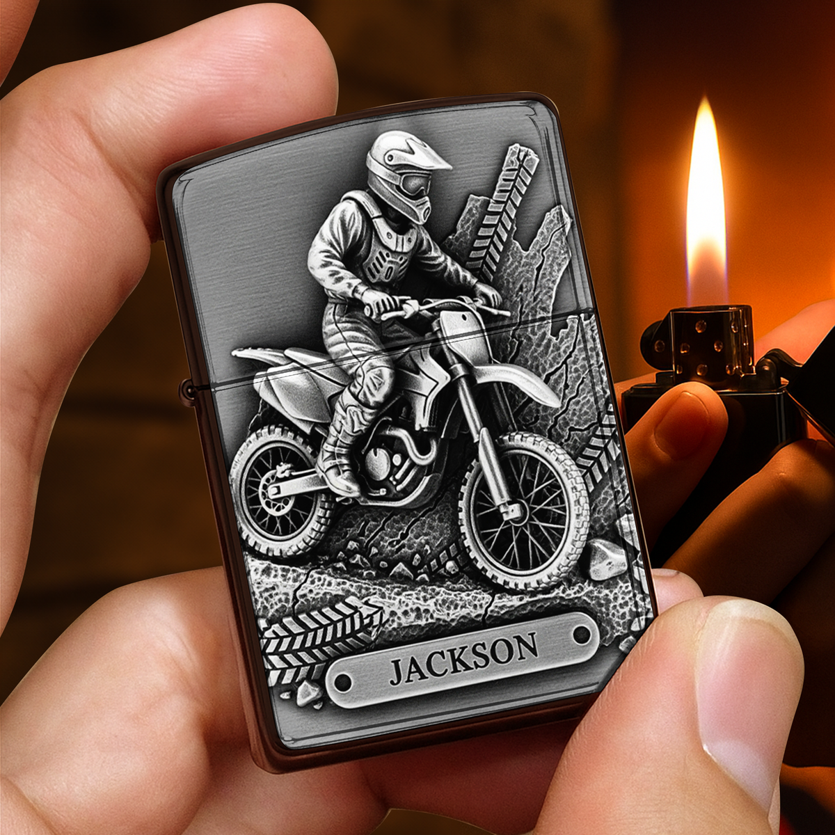 Mud Trail Rider Lighter - Personalized Gift For Motorcross Lovers-Homacus