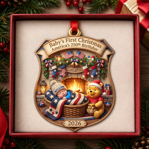 Lovely Baby Warming By The Fire Pit - America 250 Acrylic Ornament - Personalized Christmas Gift 01tydh240826